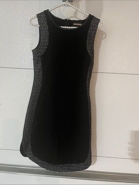 Sara Boo S Sleeveless Black Mini Dress with Sparkle Paneling